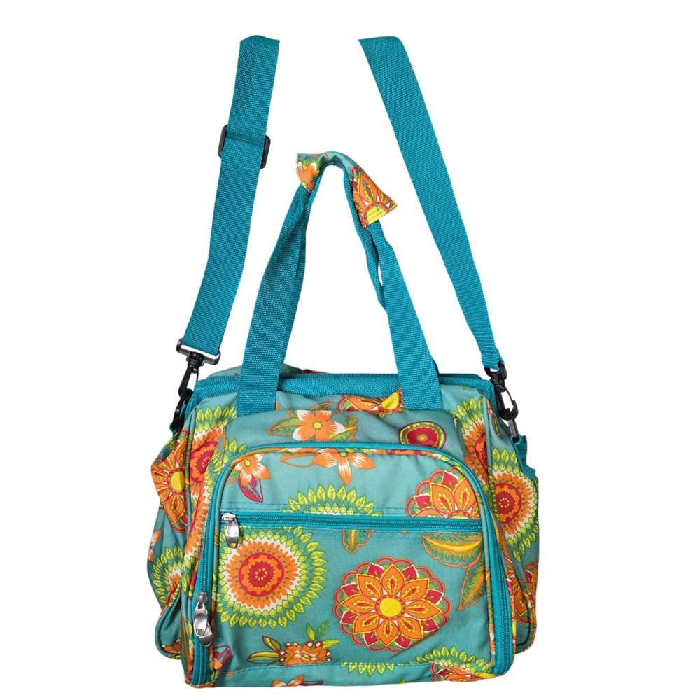 Travelers Club Picnic Insulated Lunch Bag‎ Floral Mandala Teal Boho Travel Meal